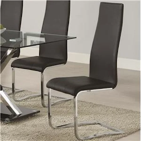 Black Faux Leather Dining Chair with Chrome Legs